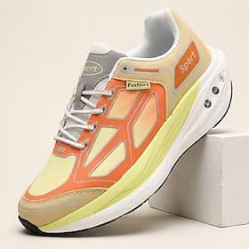 Men's Colorblock Running Sneakers, Lace-Up Sport Walking Shoes, Chunky Cushion Sole Shoes for Gym, Streetwear, Outdoor