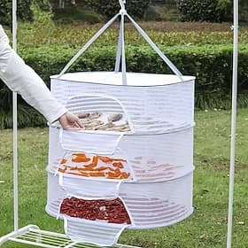 Foldable 3-Tier Mesh Food Drying Rack, Heavy-Duty Design With Zippered Closure, Space Saving Dryer For Fruits, Vegetables And Fish, Versatile Storage Rack For