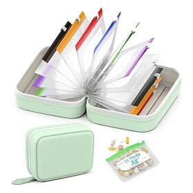 A8 Waterproof Pill Pouch Set 7 to 14 Days of Meds Vitamins Waterproof Crush-Resistant Shell Large Pill Organizer for Seven Days, Pill Storage with 14 Color-C