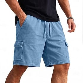 SoftFade™ heren cargo shorts shorts casual shorts zuurwas shorts koordzak elastische taille effen comfort ademend knie lengte casual outdoor strand vakantie mo