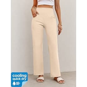 Damen Yoga-Hose Kühlend Schnell Trocknend Leggings Aktiv Mode Volle Länge Hohe Taille Lässig Täglich Heim Schwarz Dunkelblau Aprikose Beige Sommer Frühling Her