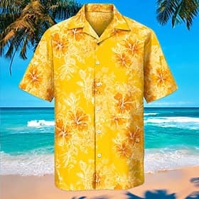 Men's Floral Tropical Plants Summer Hawaiian Shirt Tropical Shirts Aloha Shirt Short Sleeve Hawaiian Daily Beach Vacation Wear Summer Spring Turndown 3D Print