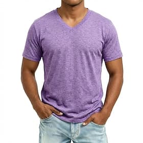 Homme T-shirt Manche Courte Col en V Été Toutes saisons Uni ancien Mode Basique Pur Occasionnel Vacances Rue Noir Marron Bleu Ciel T-shirt haut de gamme pour h
