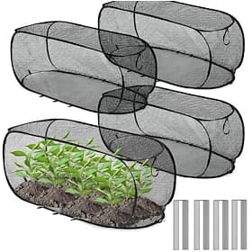 4Pcs Foldable Pop-Up Mesh Plant Greenhouse Cover with 32 Ground Nails Protective Net, Durable Barrier Effectively Protects Animals And Insects, Raised Flower B