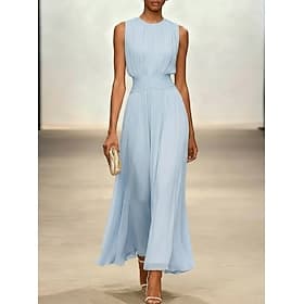 Women's Maxi Dress Chiffon Dress Cocktail Dress Elegant Fashion Modern Vacation Party Weekend Regular Fit Plain Sleeveless Crew Neck Yellow Light Green Pink Re