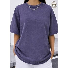 SoftFade™ Women's 100% Cotton Oversized T Shirt Vintage Washed Tops Solid Color Vintage Stylish Casual Short Sleeve Crew Neck Round Neck Regular Tops Daily Goi