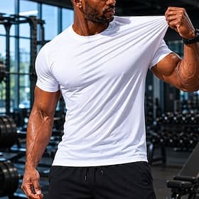 Men's T Shirt Tee Top Short Sleeve Crew Neck Summer Spring All Seasons Plain Casual Athletic Quick Dry Slim Plain Casual Daily Sports Light Blue Black White To