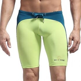 Men's Regular Compression Swimming Jammer Swim Trunks Swim Pants Geometric Color-blocking Drawstring Knee Length UV Sun Protection Quick Dry Elastic Swimwear S