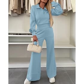 Femmes Ensembles de survêtements à enfiler Survêtement 2 pièces Tenues de détente Cordon de serrage avec poche Couleur Unie Ensemble de vêtements de sport Ense