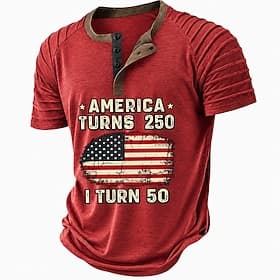 Homme Jour de l'Indépendance Américaine Drapeau Américain Chemise Henley T-shirt Raglan Manche Courte Mode Designer Occasionnel Occasionnel Quotidien Extérieur