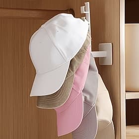 Lot de 2 porte-chapeaux blancs à suspendre à la porte, avec plusieurs crochets, organisateur de rangement peu encombrant pour casquettes de baseball, serviette