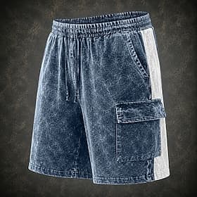 Homme Shorts Shorts d'été Short décontracté Short délavé à l'acide Avec Poches Taille Élastique Lavé Couleur Pleine Lavé Confort Respirant Longueur Genou Occas