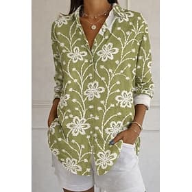 Femmes Chemise Chemise boutonnée Chemise Décontractée Boutons Imprimé A Ombre Fleuri Graphique Vacances Quotidien Élégant manche longue Col de chemise Hauts Lo
