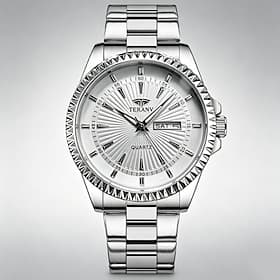 Montre à quartz pour homme, montre-bracelet en acier inoxydable argenté avec calendrier jour/date, montre élégante et décontractée pour homme, aiguilles lumine