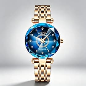 Women's Luxury Watch, Elegant Emerald Green Faceted Dial with Rose Gold Stainless Steel Link Bracelet, Fashion Quartz Dress Watch for Ladies, Diamond Accents,