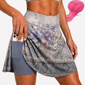 Femmes Patchwork Jupe-short de cyclisme Vélo Jupe Coupe Slim Des sports Écran solaire Résistant aux UV Coussin 3D Séchage Rapide gris foncé Vêtement Tenue Tenu