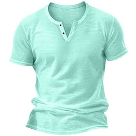 Homme T-shirt Tee-shirt Tricoté Manche Courte Col en V Henley Été Couleur Unie Uni Mode Léger Basique Pur Occasionnel Vacances Rue Bleu Noir Vert Claire T-shir