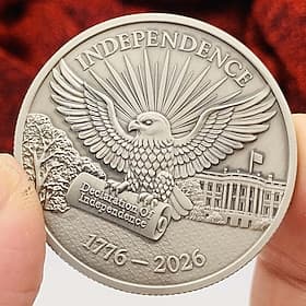 Pièce commémorative du 250e anniversaire de l'Amérique (1776-2026), pièce de défi du semi-quincentenaire de la cloche de la Liberté avec cadre d'affichage rota