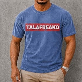 T-shirt homme Talafreako 100 % coton délavé à l'acide, manches courtes, col rond, style décontracté, idéal pour le printemps et l'été.