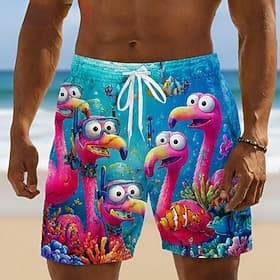 Homme Cocotier Flamants roses Plantes Tropicales Maillots de bain Maillots de bain shorts de bain Shorts de Surf Taille Moyenne Hawaïen Quotidien Vacances à la