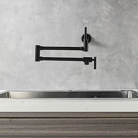 Robinet de cuisine - Deux poignées un trou Nickel brossé / Électroplaqué / Finitions peintes Extractible / Rétractable / Remplisseur de Casseroles Montage mura