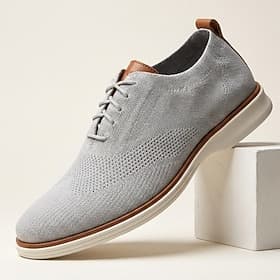 Baskets Oxford grises en maille pour homme, chaussures de marche décontractées et élégantes à lacets, respirantes et confortables pour le bureau, les voyages e
