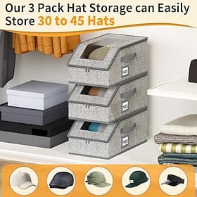 Boîte de rangement pour chapeaux de grande capacité, pliable et anti-poussière, avec fermeture éclair et fenêtre transparente, idéale pour ranger casquettes de