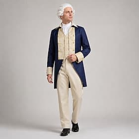 Set Rétro Vintage 18ème Siècle Pantalon Veste Vêtements d'extérieur avec accessoires Manches longues George Washington Alexander Hamilton Déguisement Homme Hal
