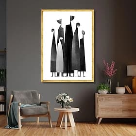 Peinture à l'huile faite main, figures abstraites en noir et blanc sur toile, art minimaliste, peinture murale géométrique moderne, décoration intérieure monoc