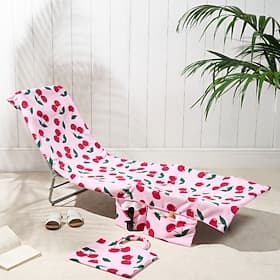 Housse de serviette de plage imprimée, serviette douce et absorbante pour chaise longue de piscine, avec sac de rangement, idéale pour la plage, la piscine, la
