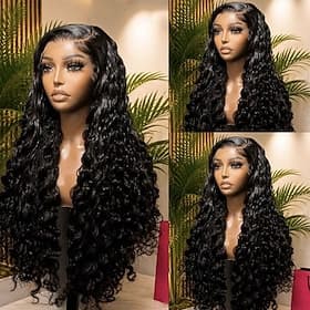 Perruque Cheveux Naturel humain 5x5 Fermeture dentelle frontale 13x4 Cheveux Brésiliens Bouclé Naturel Partie libre Femmes Densité 150% 180% we say baby hair L
