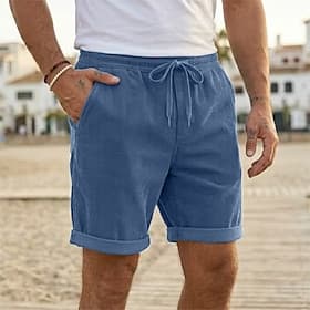Homme Shorts Short décontracté Short en velours côtelé Avec Poches Taille Élastique Uni Couleur Pleine Confort Respirant Longueur Genou Occasionnel Extérieur P