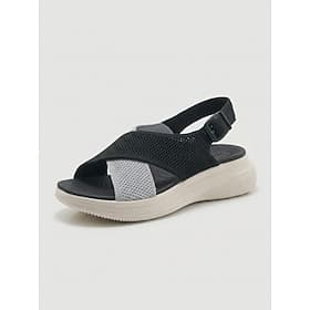 Sandales confortables noires respirantes en maille pour femme, avec soutien de la voûte plantaire – sandales de marche à bride arrière ajustable et semelle int