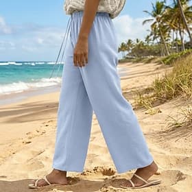 Women's Wide Leg Summer Pants Vacation Stylish Casual Daily Full Length Mid Waist Texture Breathability Comfortable Micro-elastic Outdoor Black White Yellow Ar