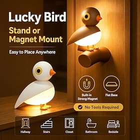 Veilleuse à détecteur de mouvement oiseau, lampe murale magnétique rechargeable par USB, applique murale LED sans fil en forme d'oiseau avec minuterie, veilleu