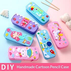 Kit de couture et de loisirs créatifs pour enfants : 6 trousses à crayons à faire soi-même, motif dinosaure, licorne et sirène, en feutrine. activité éducative