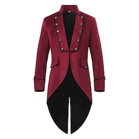 Rétro Vintage Queue-de-pie Manches longues Prince Vampire Gentleman Déguisement Homme Fantaisie Halloween Carnaval Mascarade Foire de la Renaissance LARP Adult