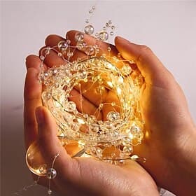 Guirlande lumineuse LED perle de 2 m ou 5 m, flexible, alimentée par piles AA, idéale pour les accessoires de photographie, la décoration lumineuse, les guirla