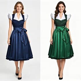 Oktoberfest Robe Dirndl Ensemble Dirndl Blouse Dirndl Longueur midi Tablier aspect satiné Femme de ménage Allemand Alpin Patrimoine Prairies Femmes Carnaval Fê