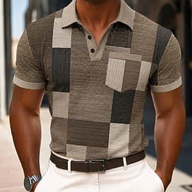 Homme Géométrique Polo Manche Courte Polos Chemises à Col Vêtement décontracté de travaile Extérieur Athleisure Tenue quotidienne Impression 3D Boutons Été Pri