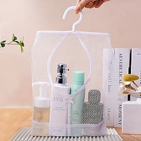 Lot de 2 sacs de rangement suspendus en filet pour étagère de salle de bain, organisateur suspendu multifonctionnel et respirant, pochette de rangement murale
