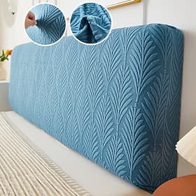 Housse de tête de lit en jacquard uni avec tissu élastique, protection universelle et extensible pour tête de lit, anti-poussière