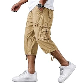 Homme taille confortable Pantalon cargo Shorts cargo Shorts Avec Poches Taille Élastique Uni Au dessus des genoux Occasionnel Extérieur Vêtements de rue Mode S