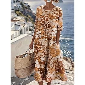 Femmes Robe Midi Robe d'Été Robe trapèze Robe d'été Robe ajustée et évasée Vacances Fête Occasionnel Quotidien Bureau Plage Coupe Ample Graphique Demi Manches