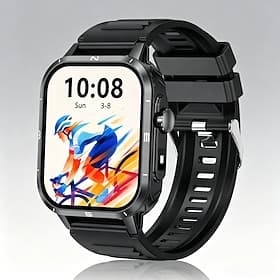 Montre connectée militaire pour homme avec appels Bluetooth, grand écran 2 pouces, robuste, idéale pour les activités de plein air, moniteur de fréquence cardi