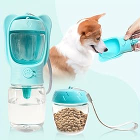 Bouteille d'eau pour chien, bouteille d'eau portable pour animaux de compagnie avec récipient pour nourriture, fontaine à eau portable d'extérieur, convient au