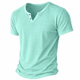 Homme T-shirt Tee-shirt Tricoté Manche Courte Col en V Été Couleur Unie Mode Léger Basique Pur Occasionnel Vacances Rue Bleu Noir Vert Claire T-shirt haut de g