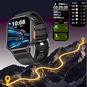 Montre connectée robuste de style militaire pour homme, avec appels Bluetooth, grand écran de 1,83 pouce, suivi d'activité, moniteur de fréquence cardiaque et