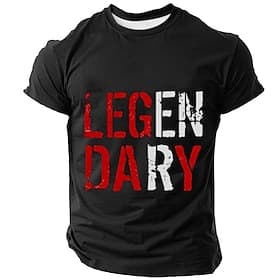 T-shirt homme à imprimé lettres légendaire, style grunge rétro vieilli, coupe slim, décontracté, streetwear, vêtements de sport et de créateur, tailles S, M, L