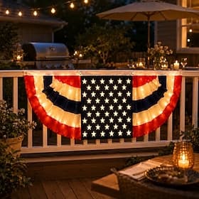 Guirlande de fanions patriotiques à LED pour le 250e anniversaire du drapeau américain, décoration extérieure pour porche, balustrade, fête nationale américain